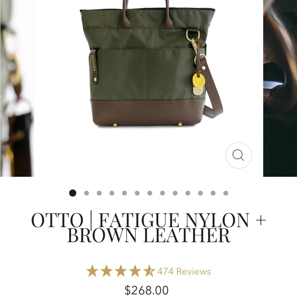 Riveter Otto Fatigue Nylon and Brown Leather included Geo Olive Guitar Strap